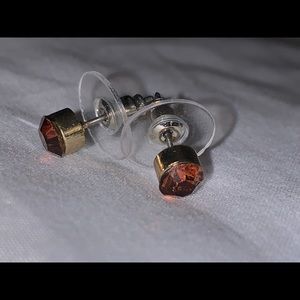 Copper gem stud earrings